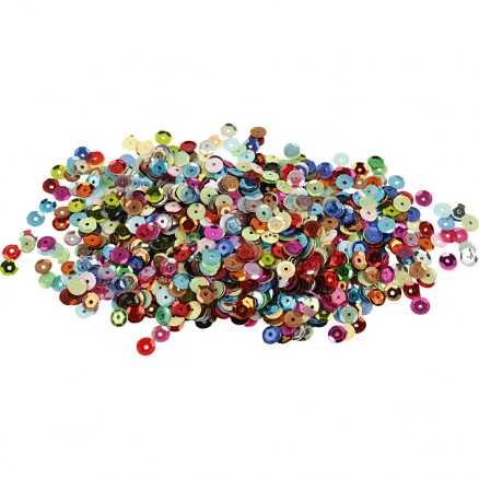 Paljetter, Ø 6 mm, runda, 100g